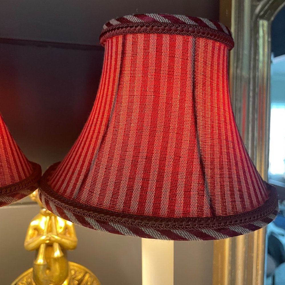 6″ Burgundy Antique Gold Striped Chandelier Lamp Shade 6 Total Vintage style - Picture 2 of 12